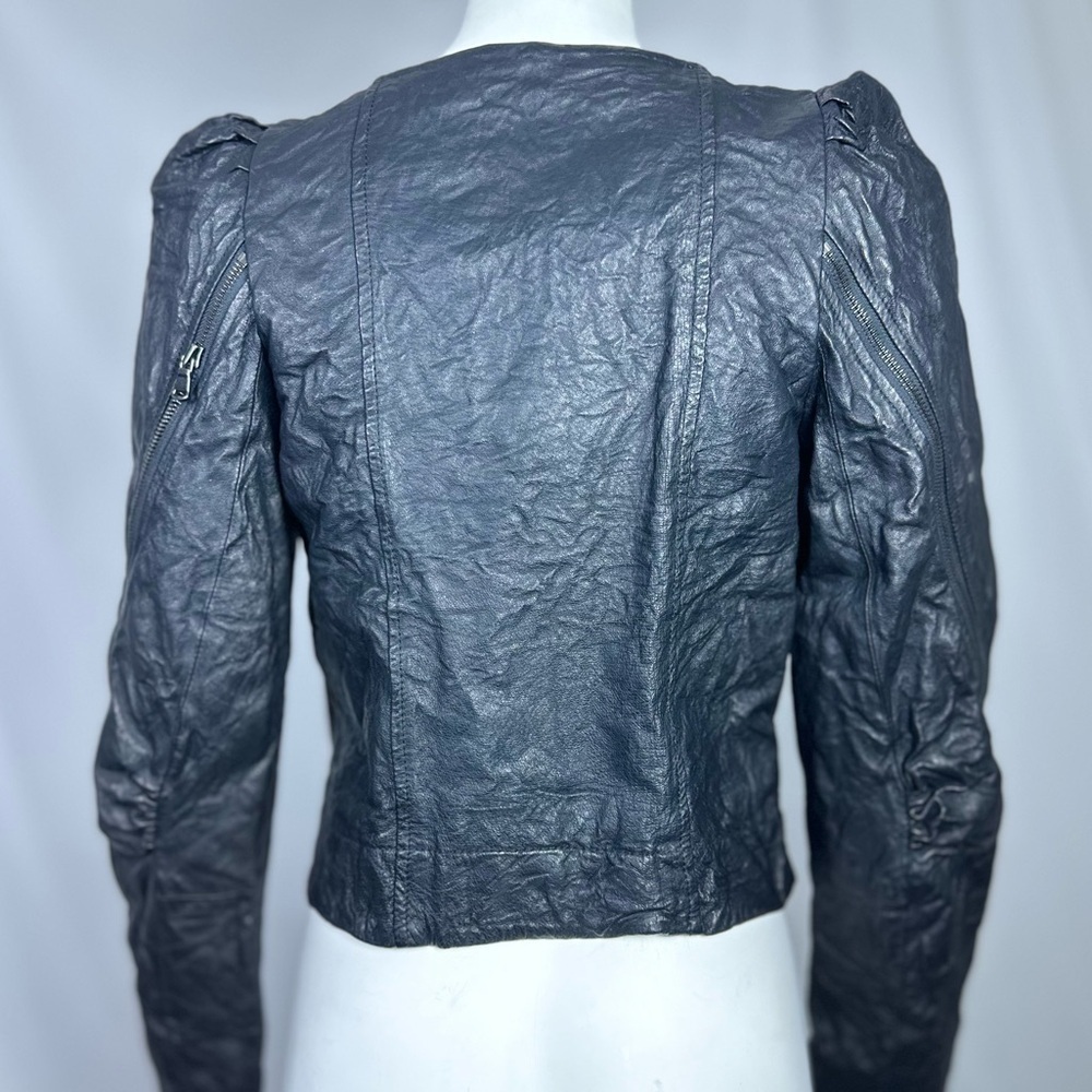 🅽🅴🆆 Rachel Roy 100% leather jacket, 100% silk lined jacket, graffiti print XS - Picture 5 of 17